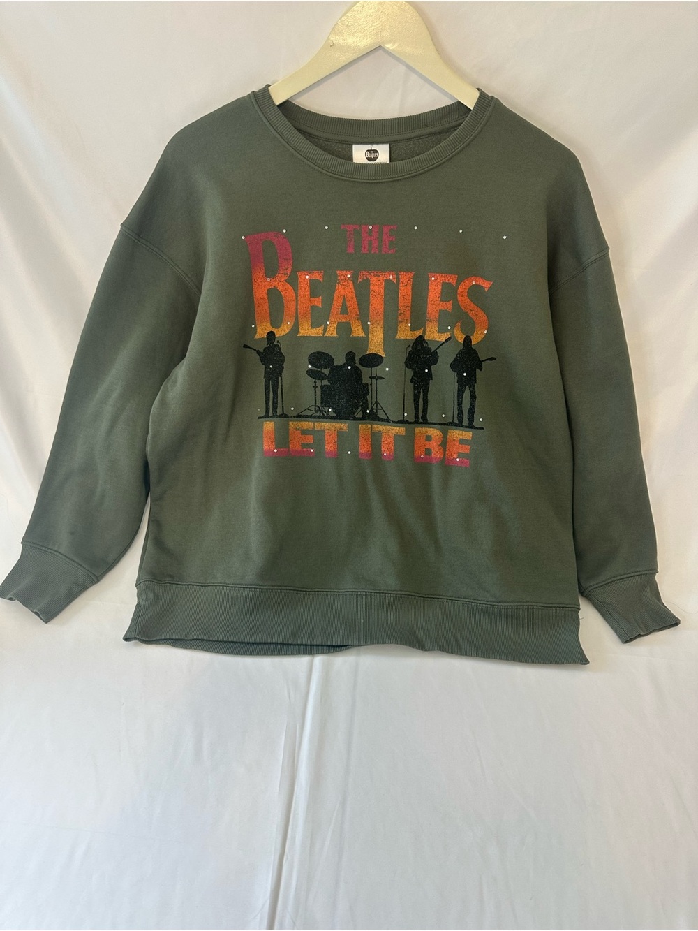 The Beatles Olive Green 'Let It Be' Graphic Sweatshirt